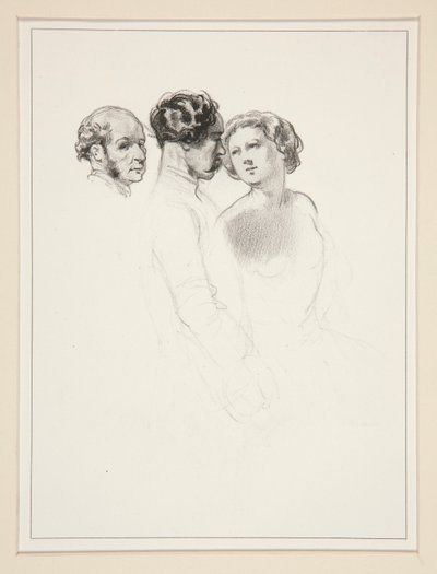 Figurstudie; Gruppe med tre figurer av Paul Gavarni