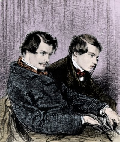 Goncourt brothers - Edmond de Goncourt (1822-1886) and Jules de Goncourt (1830-1870) in a box at the theatre av Paul Gavarni