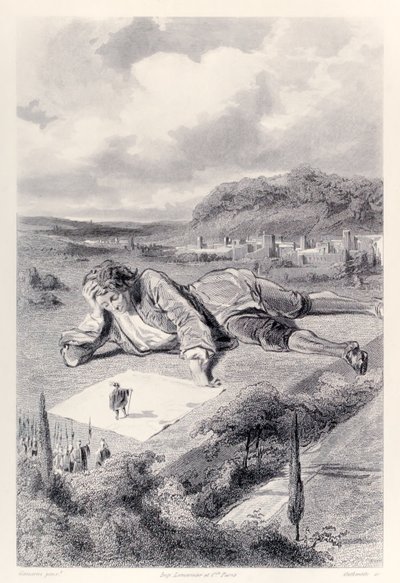 Gulliver har et publikum med Emperor of Lilliput, fra den franske utgaven av Gullivers Travels av Jonathan Swift av Paul Gavarni