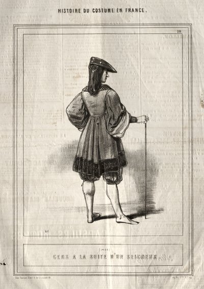 Historie om kostyme i Frankrike: Mennesker som følger en herre av Paul Gavarni