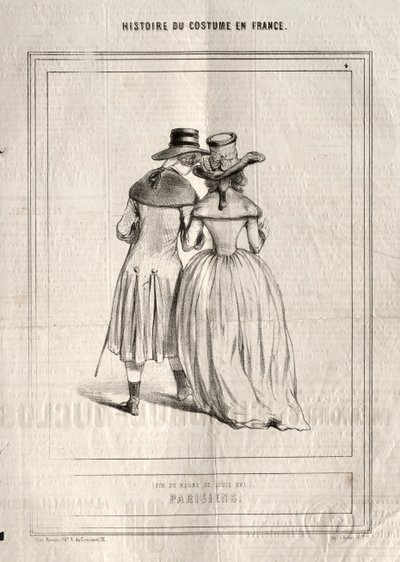 Historie om kostyme i Frankrike: Parisere, 1843. av Paul Gavarni