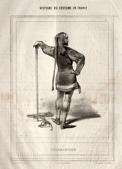 Historie om kostyme i Frankrike: Tormenteur, 1843. av Paul Gavarni