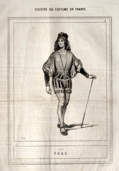 Historie om kostyme i Frankrike: Side, 1843. av Paul Gavarni