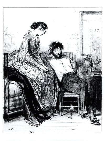 I Prison for Debt at Clichy, ca. 1830-40 (litho) (s/hvitt-bilde) av Paul Gavarni