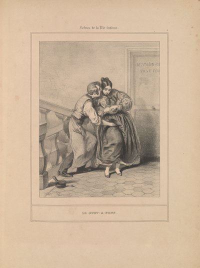 The ambush, fra serien Scenes of Intimate Life av Paul Gavarni