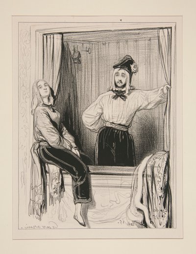 Viscount Aime de Trois Etoiles og Dame Eloa de Tremblemont går av Paul Gavarni