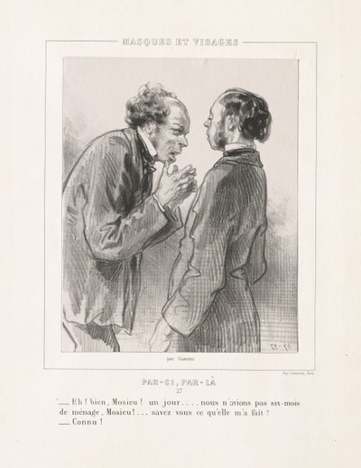 Masker og ansikter: Her, der av Paul Gavarni