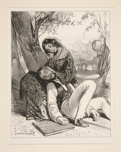 Herr Charles drømmer at elskerinnen hans er utro... av Paul Gavarni