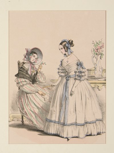 NOVEMBER 1838. Skjerfkjole med geitehår med perlestriper; av Paul Gavarni