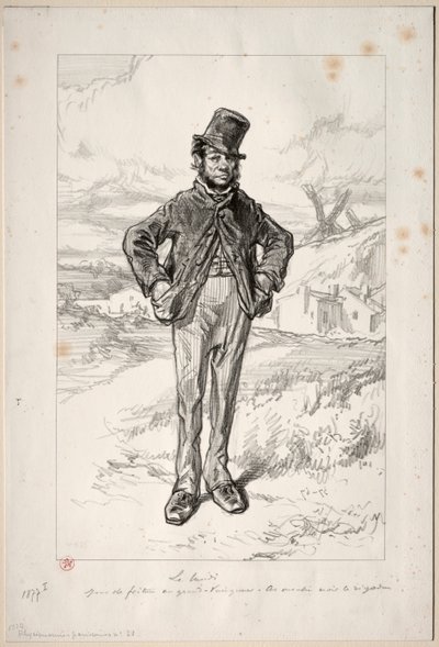 Physionomies Parisiennes: The Monday, 1857-58. av Paul Gavarni