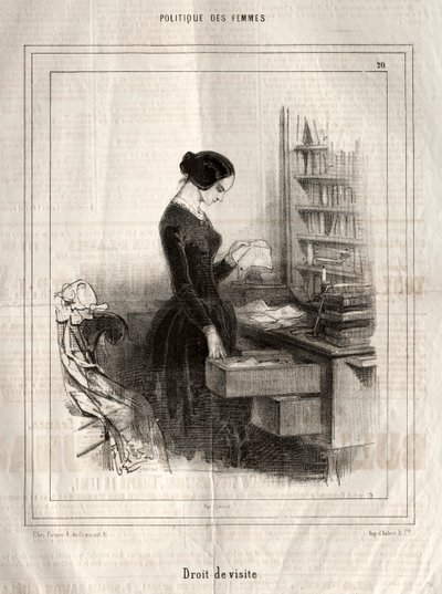 Kvinners politikk: Besøksrett, 1843. av Paul Gavarni