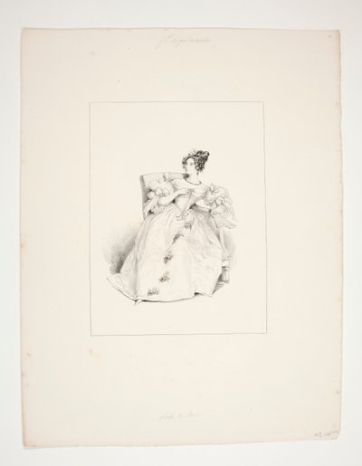 BALLKJOLE. Jouenne frisyre, Nattier blomster. av Paul Gavarni