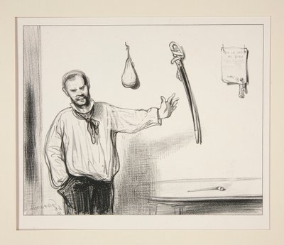 Et pergament, en sabel, en vits av Paul Gavarni