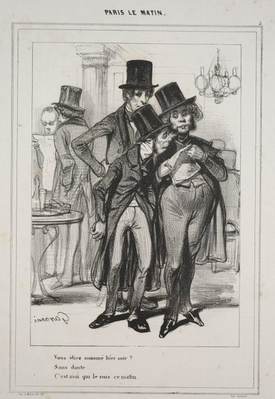Du ble navngitt i går kveld... fra serien Paris Le Matin, 1839. av Paul Gavarni