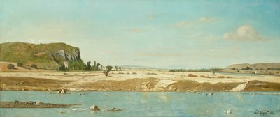 The Banks of the River Durance ved Saint Paul, 1864. av Paul Guigou