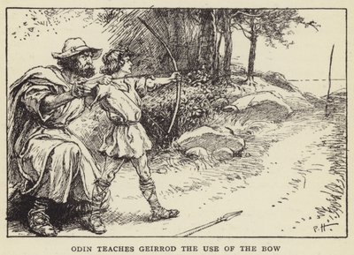 Odin lærer Geirrod bruken av buen av Paul Hardy