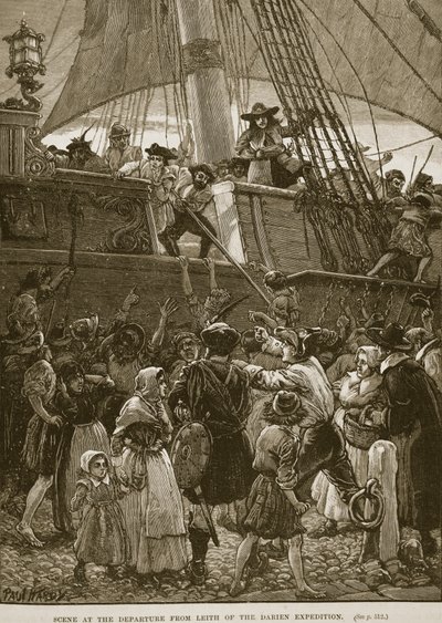 Scene ved avgangen fra Leith fra Darien-ekspedisjonen, illustrasjon fra 