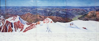 Panoramautsikt over toppen av Pelvoux (sommet du Pelvoux) i Massif des Ecrins, franske alper (fotogravyr) (se også 404290) av Paul Helbronner