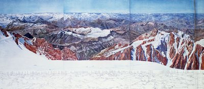 Panoramautsikt over toppen av Pelvoux (sommet du Pelvoux) i Massif des Ecrins, franske alper (fotogravyr) (se også 404291) av Paul Helbronner
