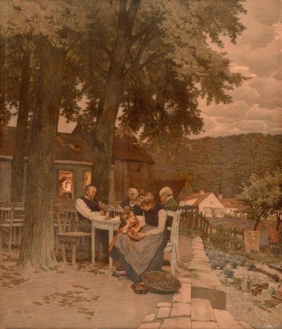 Familie i hagen av Paul Hey