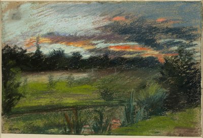 Blå og oransje himmel av Paul Huet