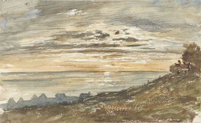 Solnedgang i Trouville av Paul Huet