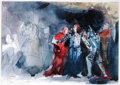 The Ghost of the King Appearing to Hamlet, scene fra første akt av 