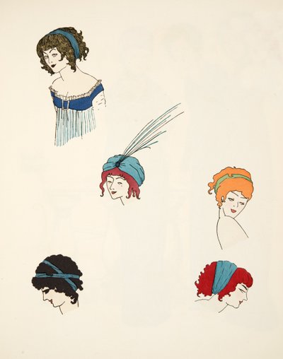 Design for adresser, fra puben Les Robes de Paul Poiret. 1908 (stensiltrykk) av Paul Iribe