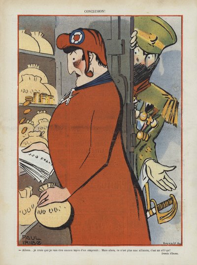 Satire over den fransk-russiske alliansen. Illustrasjon for Le Rire av Paul Iribe