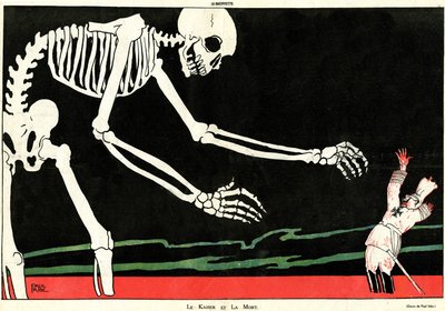 The Kaiser and Death, fra Kamerad!, en spesialutgave av 'La Baionnette', nr. 18, 4. november 1915 (farge litho) av Paul Iribe