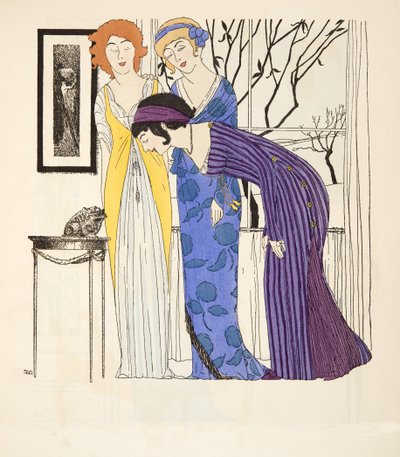 Tre empire-kjoler fra puben Les Robes de Paul Poiret. 1908 (stensiltrykk) av Paul Iribe