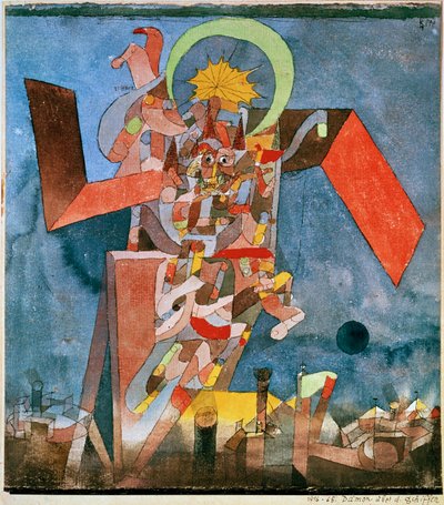 En demon over båter (olje på lerret) av Paul Klee