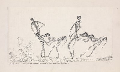 Candide, kapittel 16. Mens to aper fulgte etter dem og bite seg i baken, 1911. av Paul Klee