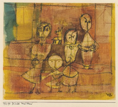 Barn og hund, 1920 av Paul Klee