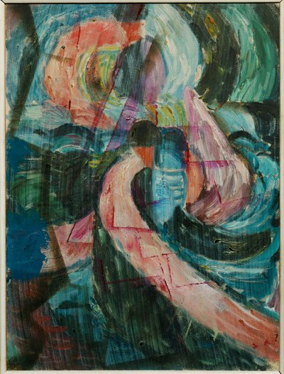 Konstruksjon under en foss, en krysning (olje på lerret) av Paul Klee