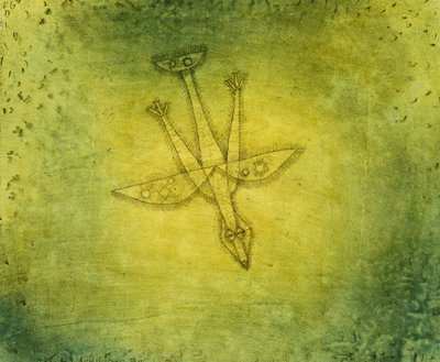Ned den mer urovekkende fuglen; Herabstossender Vogel av Paul Klee