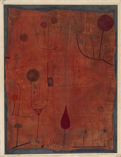 Frukt på rødt, 1930. av Paul Klee