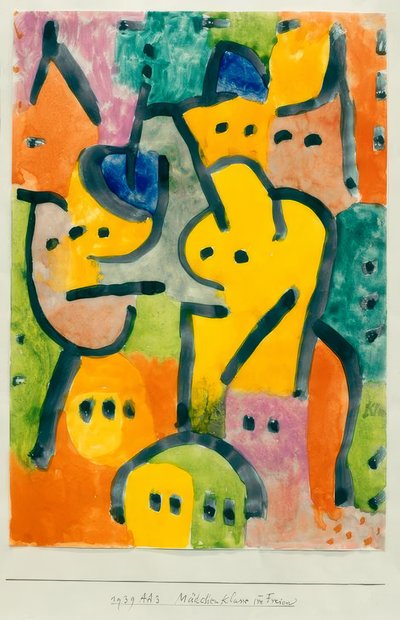 Jenteklasse utendørs av Paul Klee