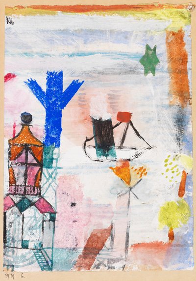 Liten dampbåt, 1919. av Paul Klee