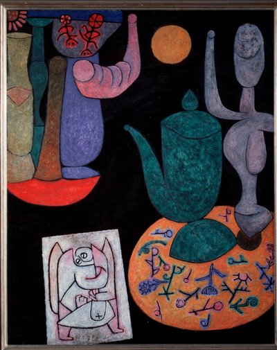 Stilleben på svart bakgrunn - maleri av Paul Klee
