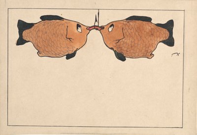Uten tittel To fisker, en krok, en orm, 1901. av Paul Klee
