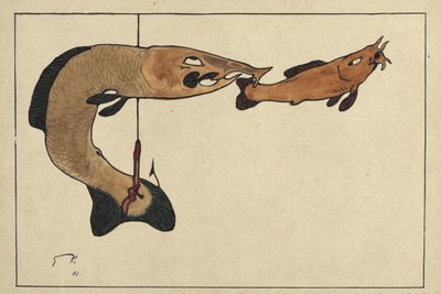 Uten tittel To fisker, en på krok, 1901 av Paul Klee