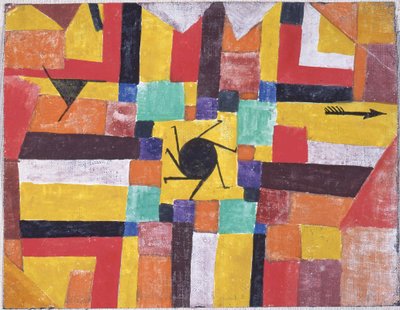 Med den roterende svarte solen og pilen, 1919. av Paul Klee
