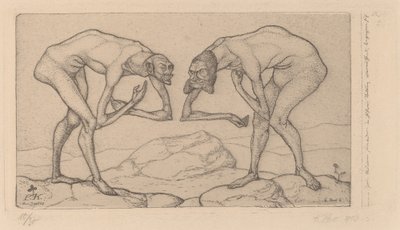 To menn, som tror at hverandre er i en høyere rang, møtes (To menn møtes, hver tror at den andre er av høyere rang av Paul Klee