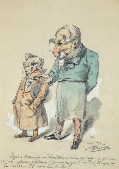 Monsieur Prudhomme og Napoleon III (akvarell) av Paul Klenck