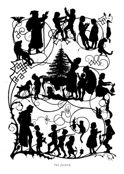 Silhouette: Ved juletider (litografi) av Paul Konewka