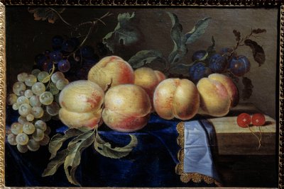 Stilleben, Peches. Maleri av Paul Liegeois (1600-tallet) Søn. 0,31x0,47 m Rouen, musee des Beaux Arts av Paul Liegeois