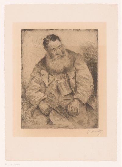 Portrett av en sittende mann med skjegg av Paul Mathey (signed by artist)