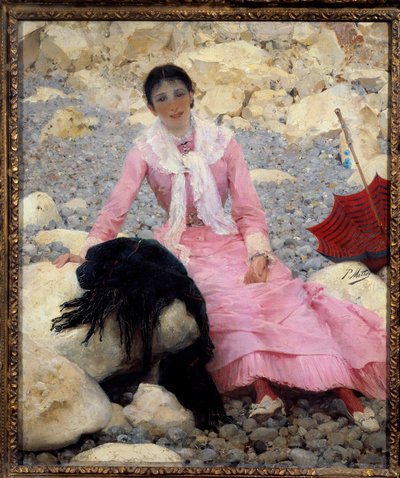Portrett av Fernande Mathey (1857-1941) på stranden Maleri av Paul Mathey (1844-1929) 1800-tallet Søn. 0,55x0,46 m Paris, musee d