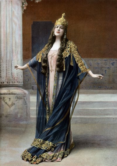 Operasanger Lucy Arbell (1882-1947) som dronning Amahelli i operaen "Bacchus", Paris, foto Nadar fra den franske avisen "Le Theatre" jul 1909 av Paul Nadar